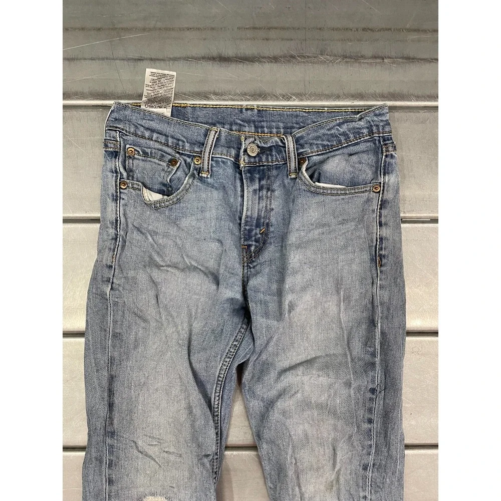 Levis 511 Jeans Mens 28X29 Blue‎ Light Wash Denim Slim Straight Leg Distressed